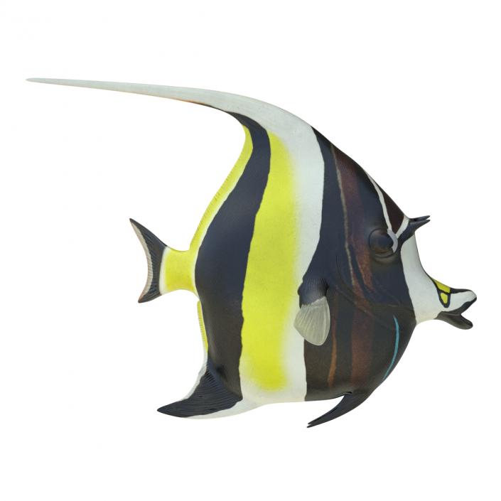 Moorish Idol Fish Rigged 3D model