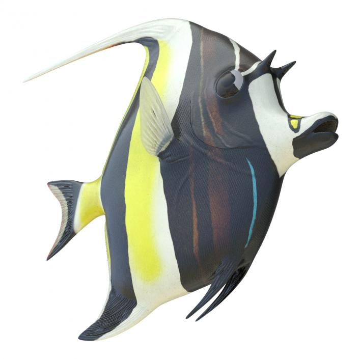 Moorish Idol Fish Rigged 3D model