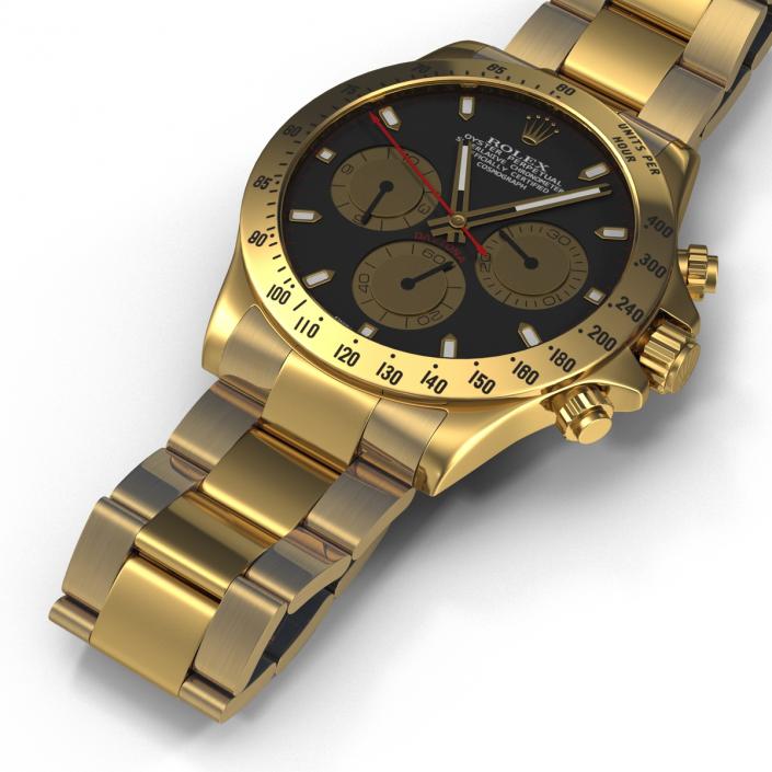 Rolex Gold Daytona Black Dial 3D model