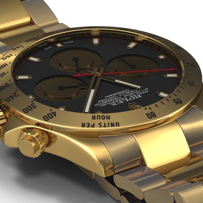 Rolex Gold Daytona Black Dial 3D model