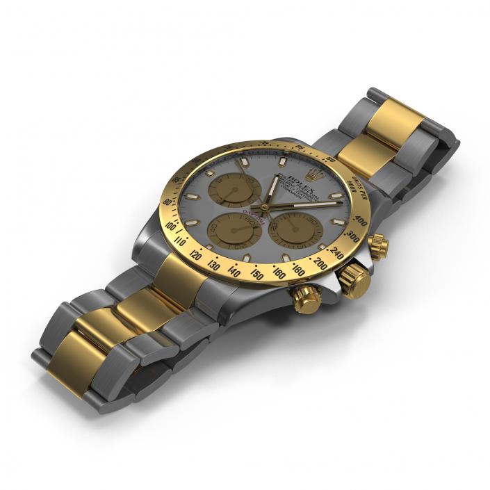 3D Rolex Daytona Two Tone White model