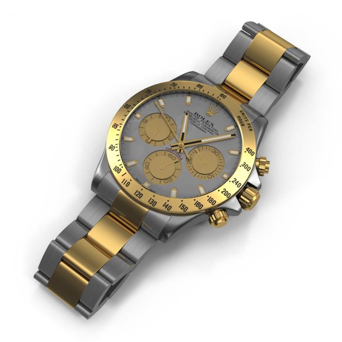 3D Rolex Daytona Two Tone White model