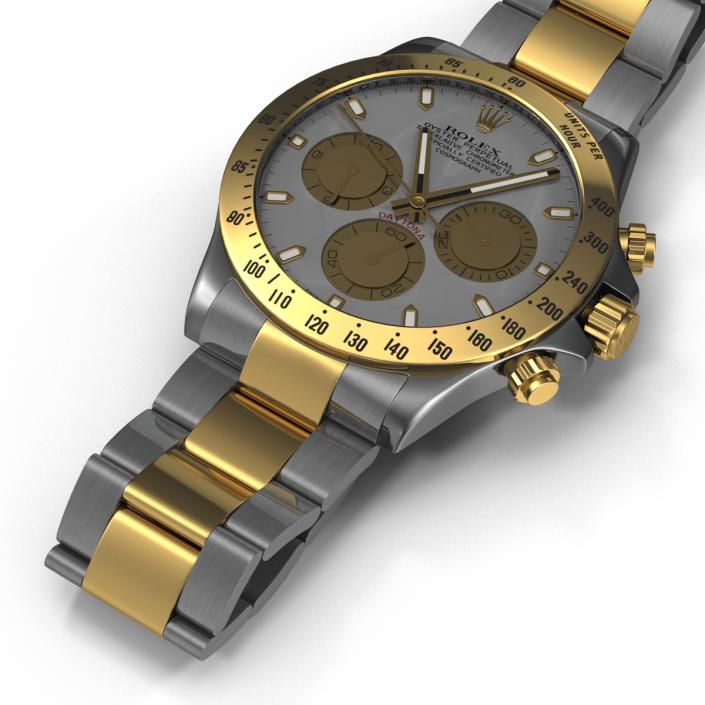 3D Rolex Daytona Two Tone White model