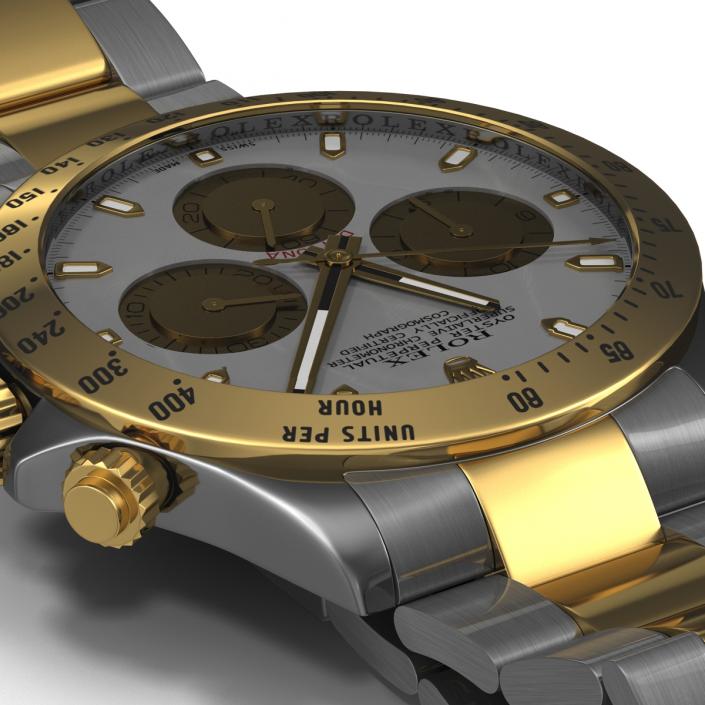 3D Rolex Daytona Two Tone White model