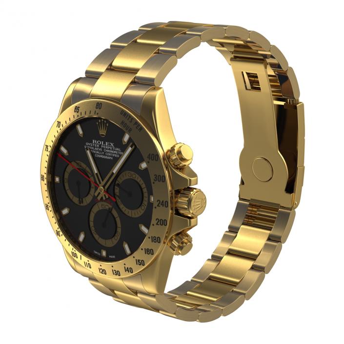 3D Rolex Gold Daytona Black Dial 2