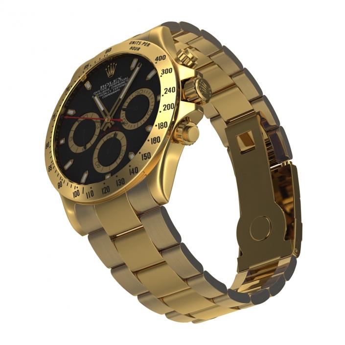 3D Rolex Gold Daytona Black Dial 2