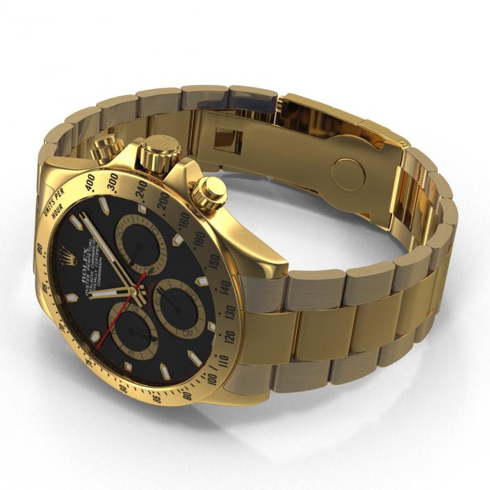 3D Rolex Gold Daytona Black Dial 2