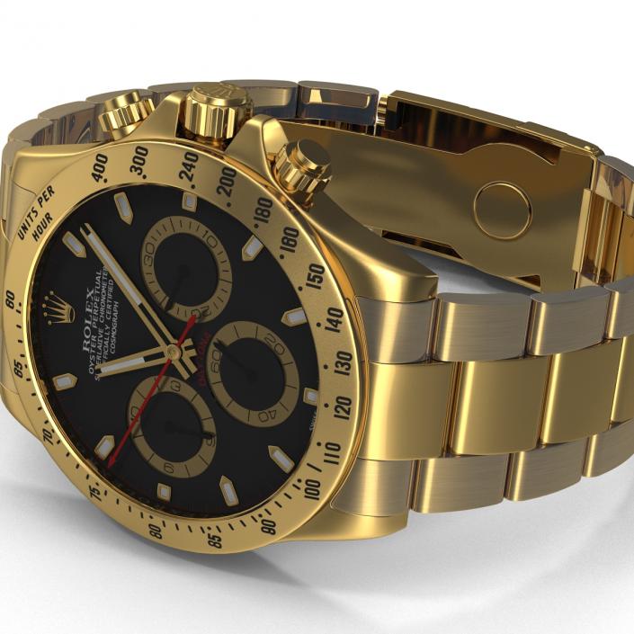 3D Rolex Gold Daytona Black Dial 2