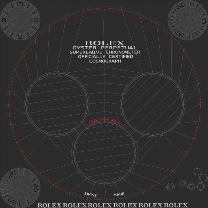 3D Rolex Gold Daytona Black Dial 2