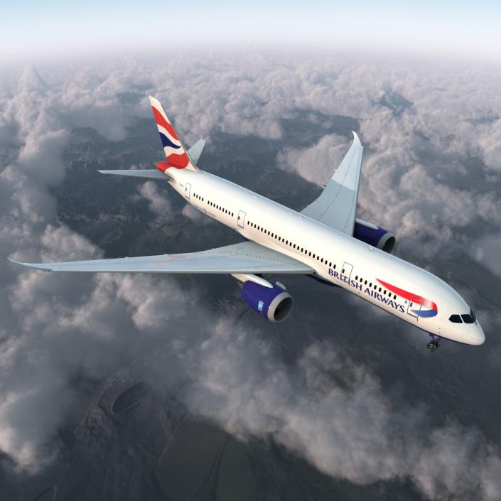 3D Boeing 787-8 Dreamliner British Airways Rigged