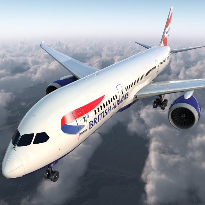 3D Boeing 787-8 Dreamliner British Airways Rigged