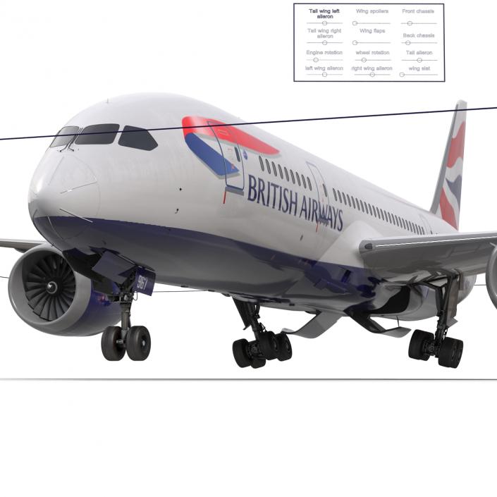 3D Boeing 787-8 Dreamliner British Airways Rigged