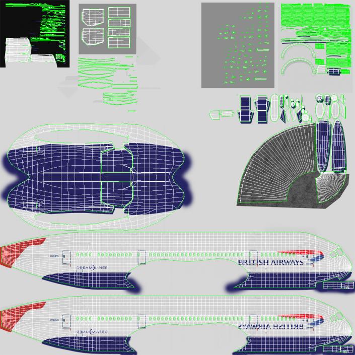 3D Boeing 787-8 Dreamliner British Airways Rigged