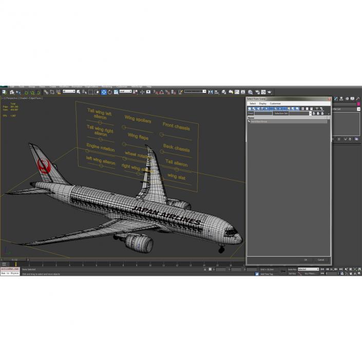 3D model Boeing 787-8 Dreamliner Japan Airlines Rigged