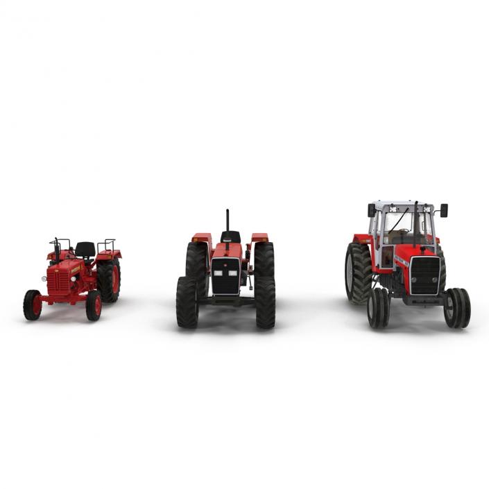 Rigged Vintage Tractors Collection 3D model