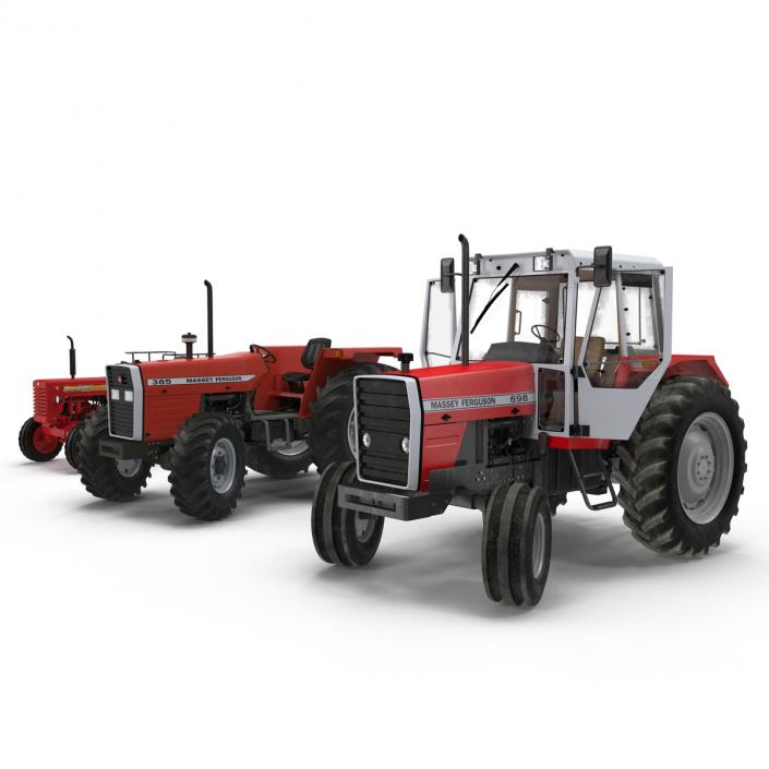 Rigged Vintage Tractors Collection 3D model