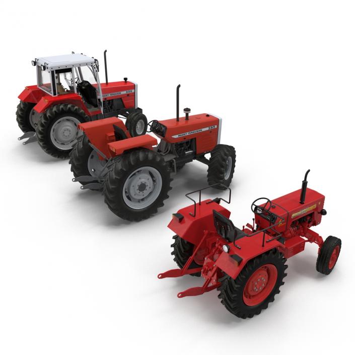 Rigged Vintage Tractors Collection 3D model
