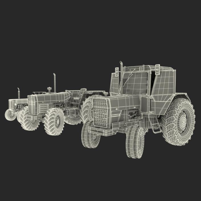 Rigged Vintage Tractors Collection 3D model