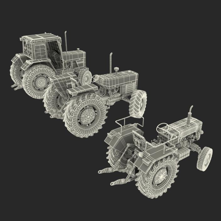 Rigged Vintage Tractors Collection 3D model