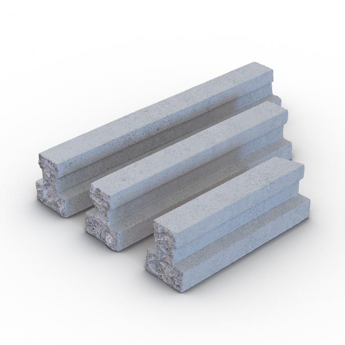 3D Concrete T-Beam Chunks Set