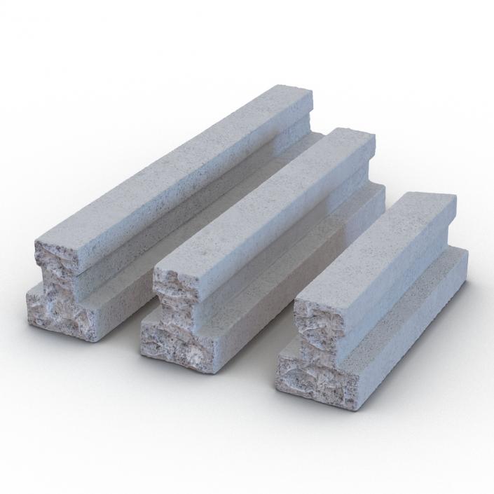 3D Concrete T-Beam Chunks Set