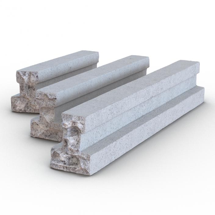 3D Concrete T-Beam Chunks Set