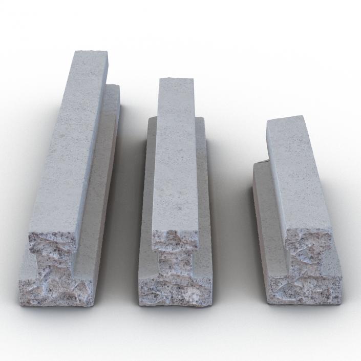 3D Concrete T-Beam Chunks Set