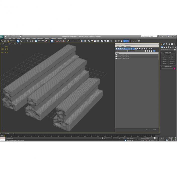 3D Concrete T-Beam Chunks Set