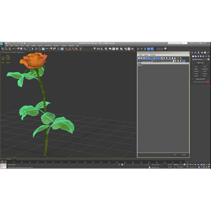 3D Rose 3 Yellow model