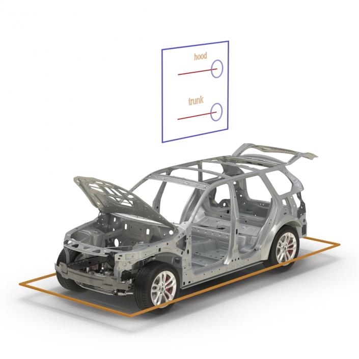 3D SUV Frame with Chassis 3 Rigged