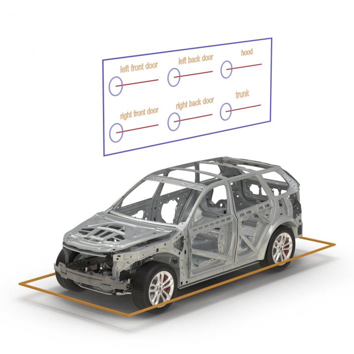 SUV Frame with Chassis Rigged 3D model