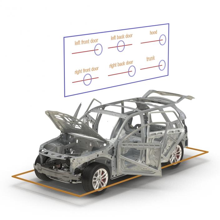 SUV Frame with Chassis Rigged 3D model