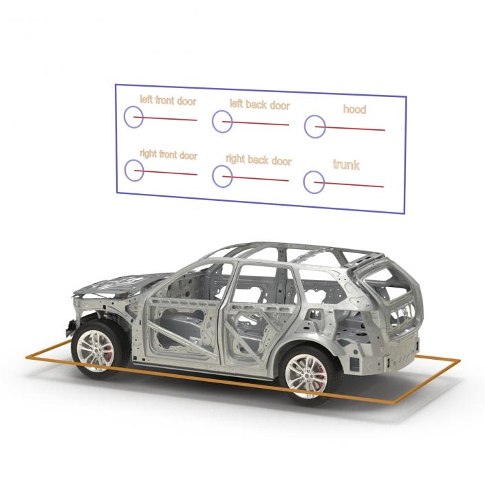 SUV Frame with Chassis Rigged 3D model