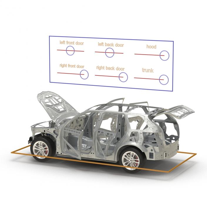 SUV Frame with Chassis Rigged 3D model