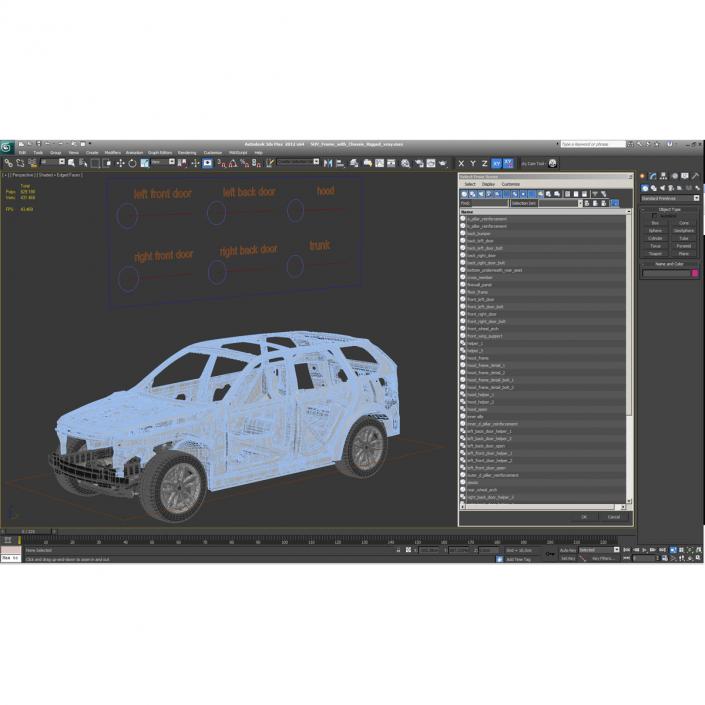 SUV Frame with Chassis Rigged 3D model