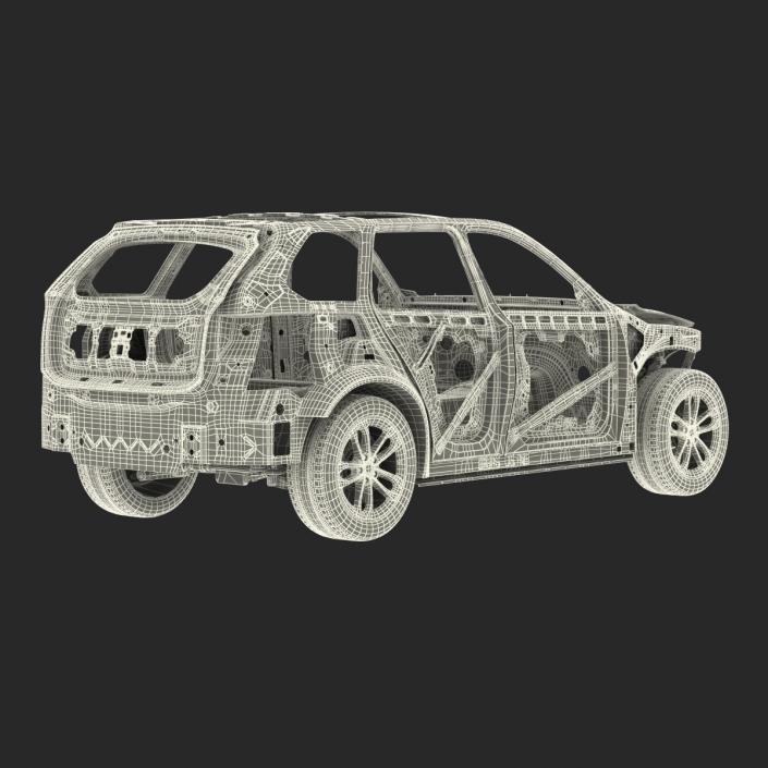 SUV Frame with Chassis Rigged 3D model