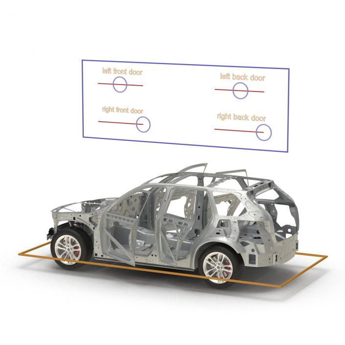 3D SUV Frame with Chassis Rigged 2