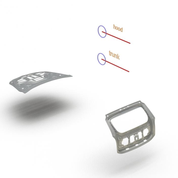 3D SUV Hood and Trunk Frame Rigged