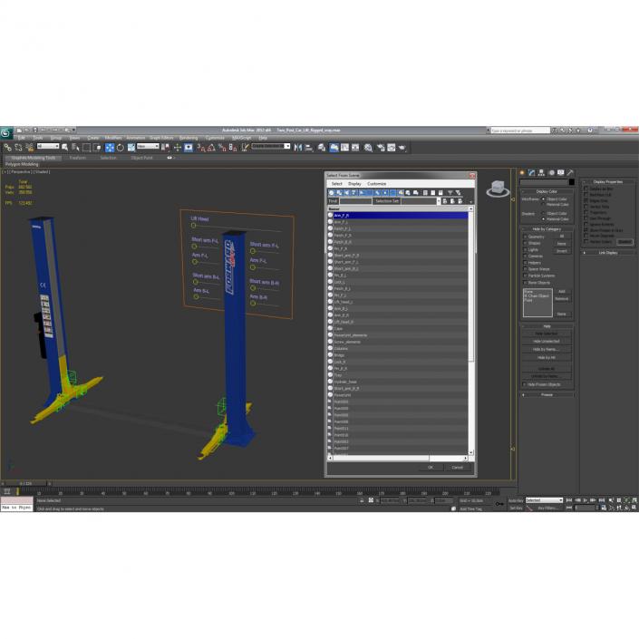 Two Post Car Lift Rigged 3D model