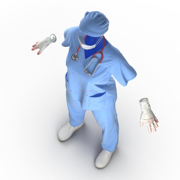 Female Surgeon Dress 15 Stained with Blood 3D