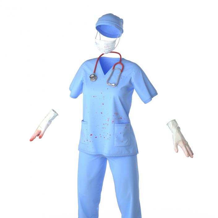 Female Surgeon Dress 15 Stained with Blood 3D