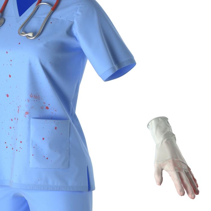 Female Surgeon Dress 15 Stained with Blood 3D