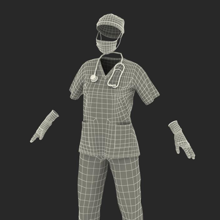 Female Surgeon Dress 15 Stained with Blood 3D