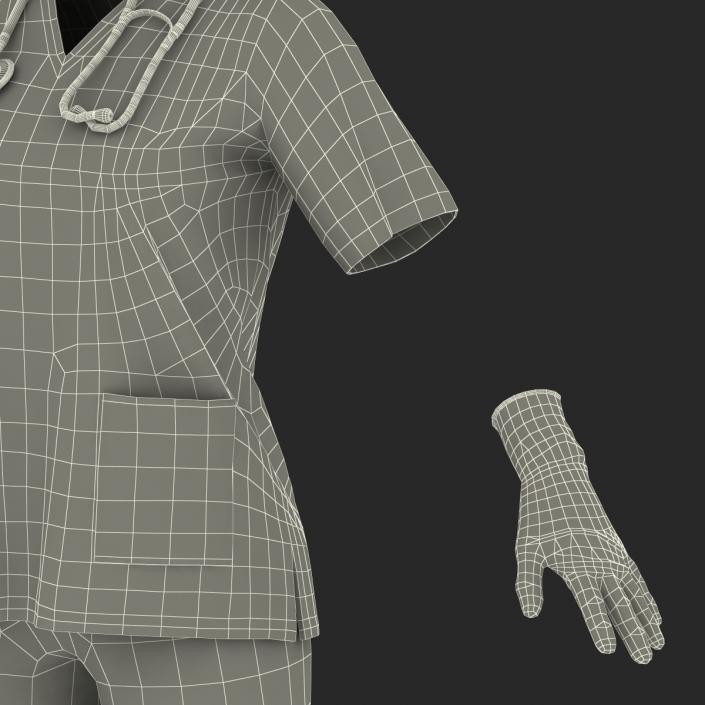 Female Surgeon Dress 15 Stained with Blood 3D