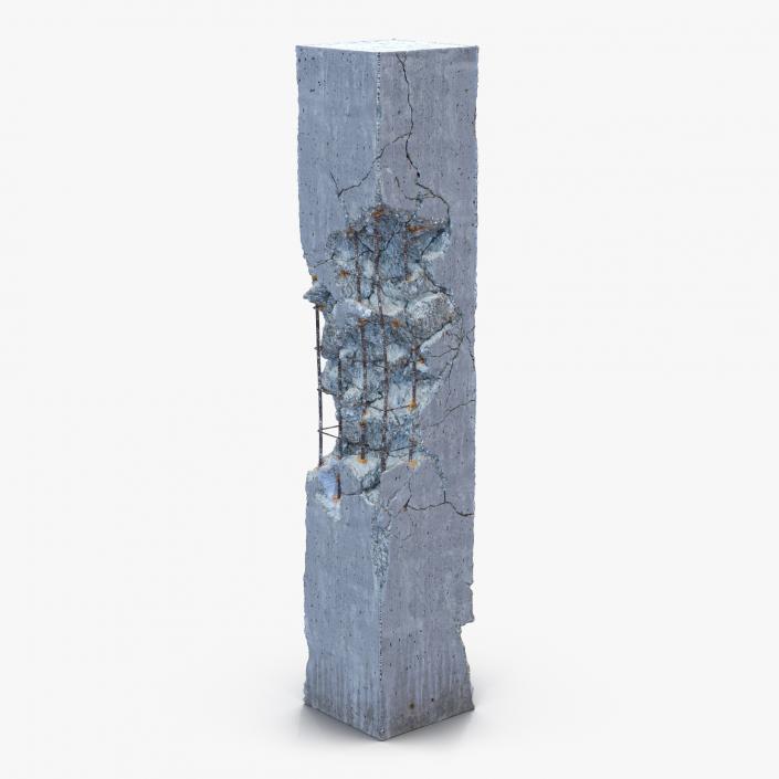 3D Concrete Pillar Damaged model