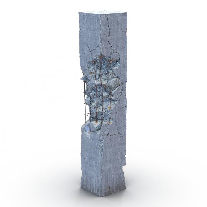 3D Concrete Pillar Damaged model