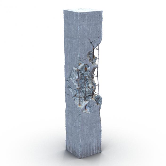 3D Concrete Pillar Damaged model