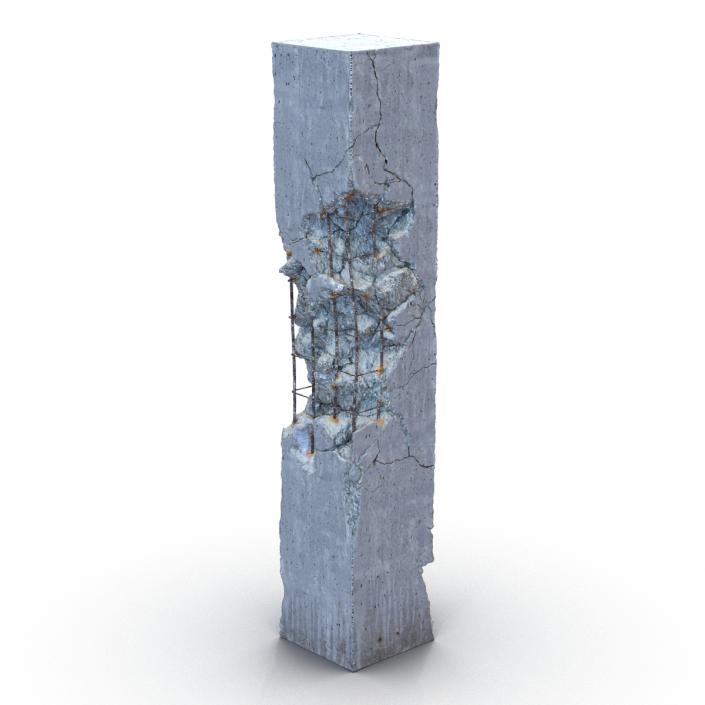 3D Concrete Pillar Damaged model