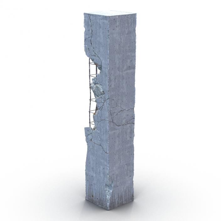 3D Concrete Pillar Damaged model