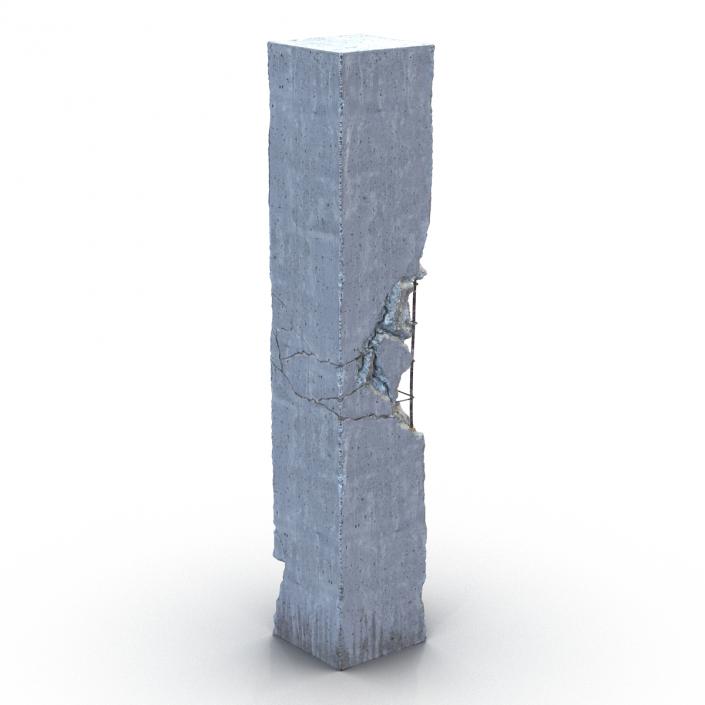 3D Concrete Pillar Damaged model